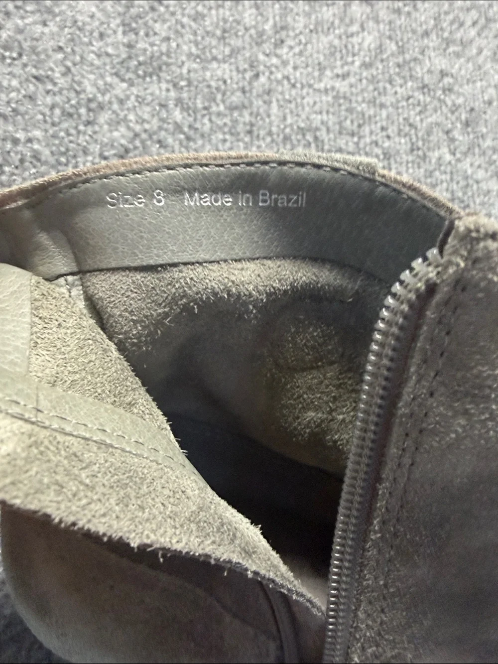Dolce Vita Gray Suede Ankle Booties with Brown Trim